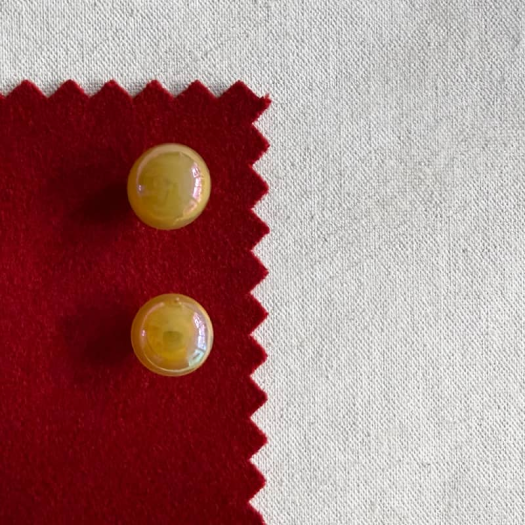 Vintage Golden Yellow Glass Jewel Button 15mm