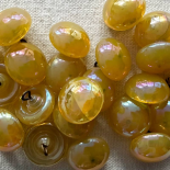 Bouton Bijou Verre Jaune Mystérieux Vintage 15mm