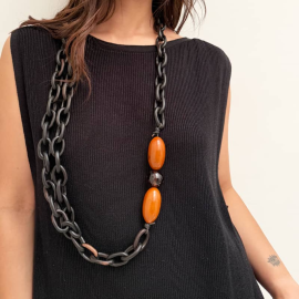 LE SI&Egrave;CLE Collier Bijou &Eacute;b&egrave;ne & Perles Vintage