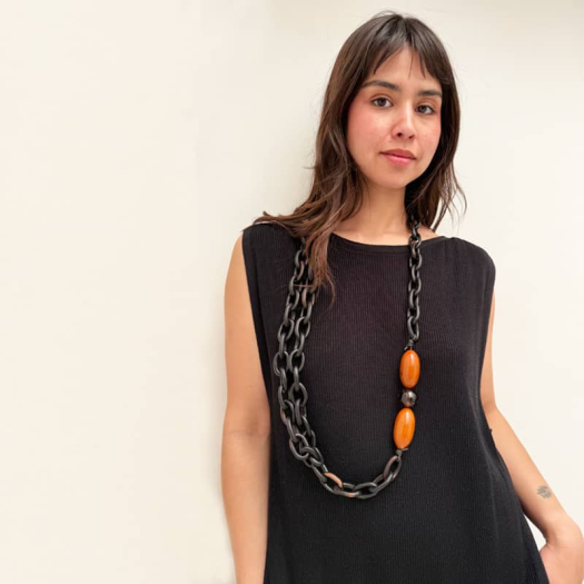 THE CENTURY Ebony & Vintage Beads Statement Necklace