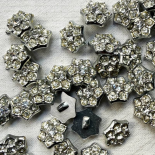 Bouton Bijou Strass Étoile Argentée Vintage 15-18mm
