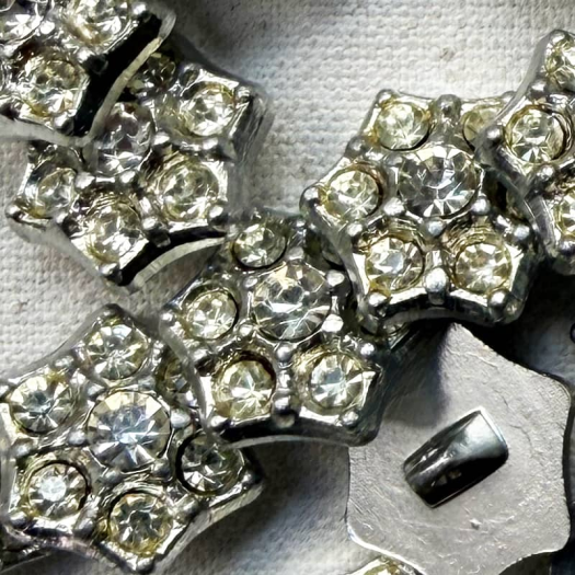 Bouton Bijou Strass Étoile Argentée Vintage 15-18mm