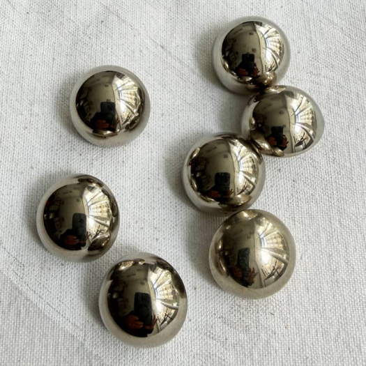 Bouton Bijou Dôme Métal Argenté Miroir 22mm