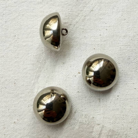 Silver-Tone Mirror Dome Jewel Button 22mm