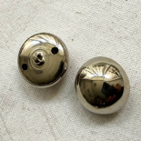 Bouton Bijou Dôme Métal Argenté Miroir 22mm