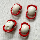 Bouton Design POP LOOP Rouge et Blanc 25mm