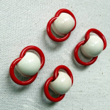 Bouton Design POP LOOP Rouge et Blanc 25mm