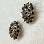 Bouton Bijou Métal Ovale Argenté OURSIN NOIR 27mm