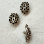 Bouton Bijou Métal Ovale Argenté OURSIN NOIR 27mm