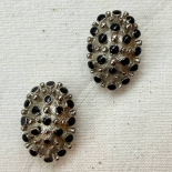 Bouton Bijou Métal Ovale Argenté OURSIN NOIR 27mm