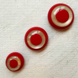 POP ORBIT Red & Pearl Ivory Vintage Button 18-23-26mm