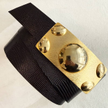 Ceinture Bijou MAGISTRALE Dorée & Cuir Noir Pièce Unique