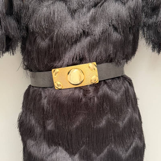 MAGISTRALE Gold Buckle Leather Belt One of a Kind