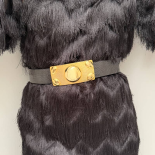Ceinture Bijou MAGISTRALE Dorée & Cuir Noir Pièce Unique