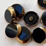 Bouton Bijou Art Déco Verre Noir & Or Impérial 23-27mm