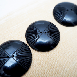 Boutons Ronds En Résine Corne Noire - Lot De 10 - Diamètre 25 Mm - À 4 Trous, Dos Plat - Pour Manteaux, Blazers, Costumes