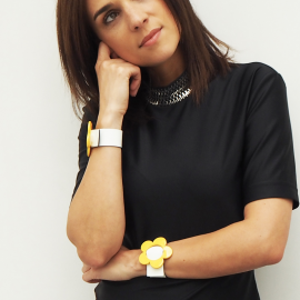 Bracelet Cuir Eden Maggie Jaune