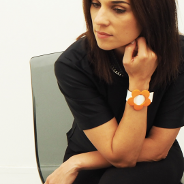 Bracelet Cuir Eden Maggie Orange Mandarine