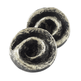 Bouton Ancien Haute Couture - Corolle Résine Et Cuir Gris Foncé, Diamètre 4,4 Cm