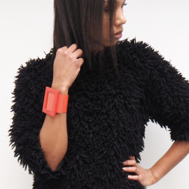 Grand Bracelet Cuir Rouge Eden Lola
