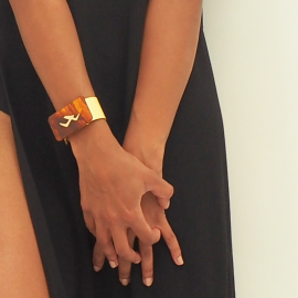 Bracelet Tendance Cuir Jaune Fauve Egypte