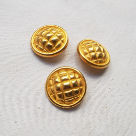 Bouton Design Rond Damier Doré 28mm