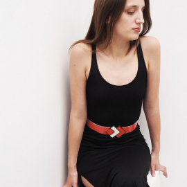 Design Belt Woman Square Mixi Pop Red