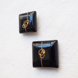 Black Square Signature Design Button 20mm