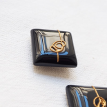 Black Square Signature Design Button 20mm