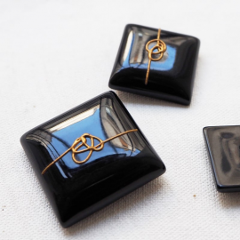 Black Square Signature Design Button 20mm