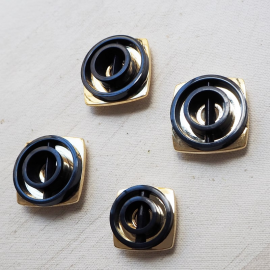 Bouton Design 70s Spirale Bleu Dor&eacute; 27mm