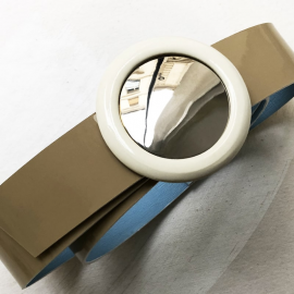 Jewelry Belt 70s Beige White Pop Mirror