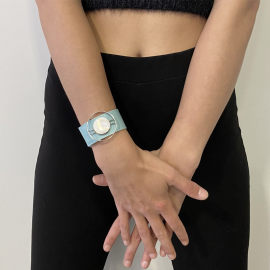 Blue Mother of Pearl 70s Circle Jewel Bracelet