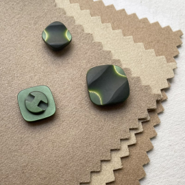 Bouton Design Carré Vert Jaune 24mm