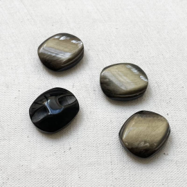 Design Button Rectangle Brown Beige 22mm
