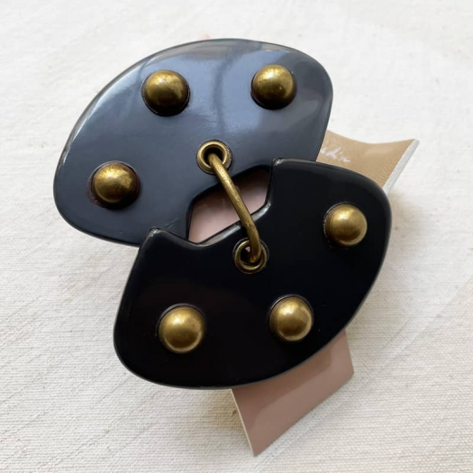 Boutons De Manchette Créateur BABETTE WASSERMANN - Argent, Verre Rouge Et Émail, Neuf Sans Emballage