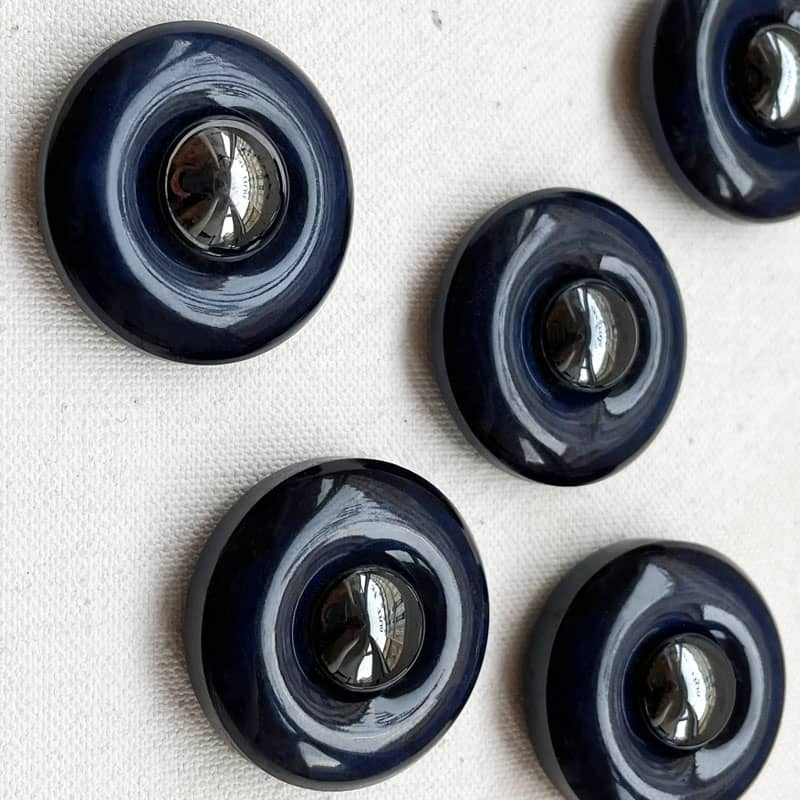 Bouton De Mercerie Ancien 'Bleu Soleil' - Lot De 1 à 10 Pièces - Occasion