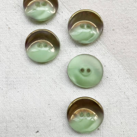 Jewel Button Celadon Green Glass Gold 18-22mm