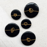 Bouton Bijou Rond Noir et Or Signature 25mm