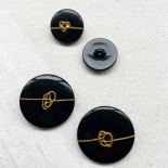 Bouton Bijou Rond Noir et Or Signature 25mm