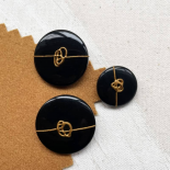 Bouton Bijou Rond Noir et Or Signature 25mm