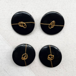 Bouton Bijou Rond Noir et Or Signature 25mm