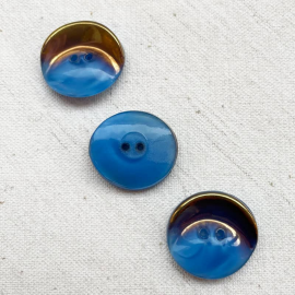 Bouton Bijou Verre Bleu Or 18-22mm