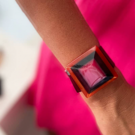Bracelet Manchette Design Orange Noir Rose Isadora