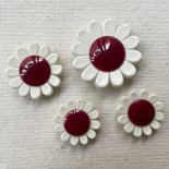 Bouton Fantaisie Marguerite Blanc Rouge 18-22-27mm