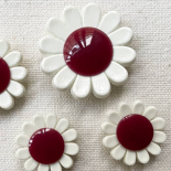Bouton Fantaisie Marguerite Blanc Rouge 18-22-27mm