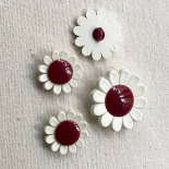Bouton Fantaisie Marguerite Blanc Rouge 18-22-27mm
