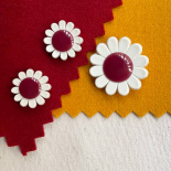 Bouton Fantaisie Marguerite Blanc Rouge 18-22-27mm