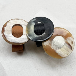 Bracelet Design Mini O Corne Cuir Grainé