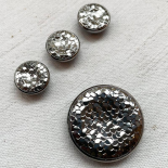 Jewel Button Silver Glitter Glass 14mm